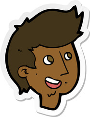 sticker of a cartoon happy boy face