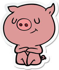 sticker of a happy cartoon pig
