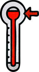 retro grunge texture cartoon of a hot thermometer