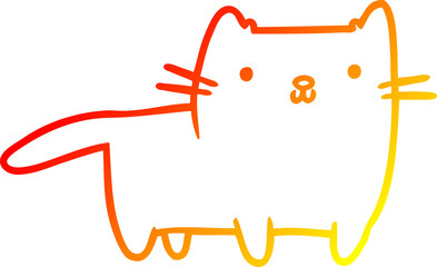 warm gradient line drawing of a Cartoon cat
