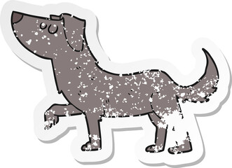 retro distressed sticker of a cartoon dog