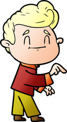 happy cartoon man making point