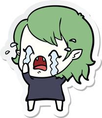 sticker of a cartoon crying vampire girl