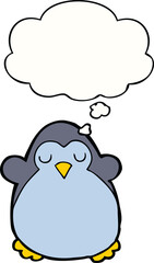 cartoon penguin with thought bubble
