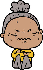 cartoon annoyed old lady