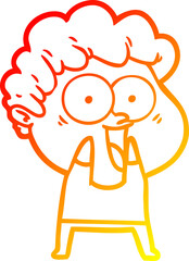 warm gradient line drawing of a cartoon happy man