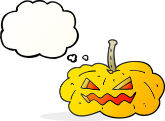 freehand drawn thought bubble cartoon halloween pumpkin
