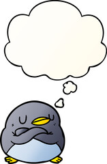 cartoon penguin with thought bubble in smooth gradient style