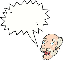 cartoon shocked old man with speech bubble