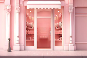 Generative AI illustration. Candy shop pale pink
