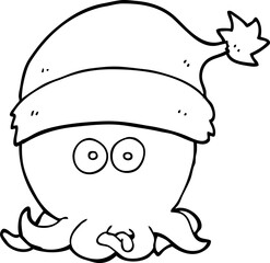 cartoon octopus wearing christmas hat