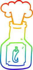 rainbow gradient line drawing of a cartoon hot chili sauce