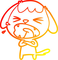 warm gradient line drawing of a cute cartoon dog