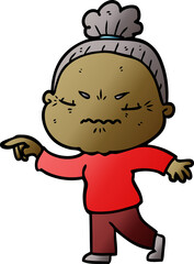 cartoon annoyed old lady
