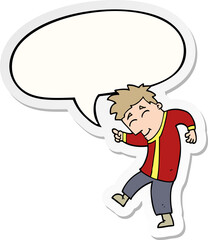 cartoon dancing man with speech bubble sticker