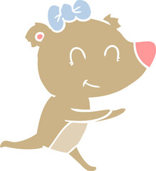running female bear flat color style cartoon