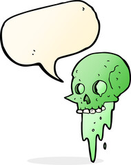 gross halloween skull cartoon with speech bubble