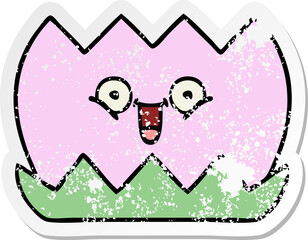 distressed sticker of a cute cartoon water lilly