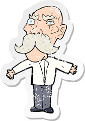 retro distressed sticker of a cartoon angry old man