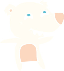 flat color style cartoon polar bear showing teeth