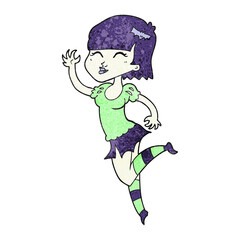 freehand textured cartoon vampire girl