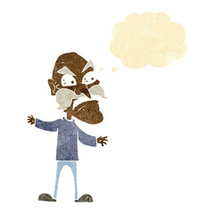 cartoon angry old man with thought bubble
