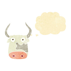 cartoon cow with thought bubble