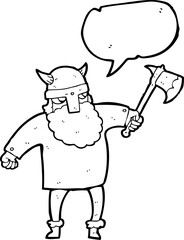 freehand drawn speech bubble cartoon viking warrior