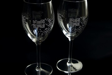 Engraved Heart Champagne Glasses Toasting Love, Partnership, And Technology For Valentines Day. Generative AI