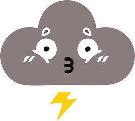 flat color retro cartoon of a storm cloud