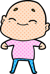 happy cartoon bald man
