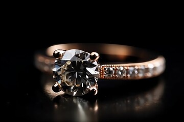 Isolated Diamond Engagement Ring In Closeup. Generative AI