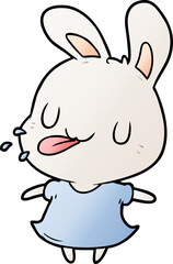 cute cartoon rabbit blowing raspberry
