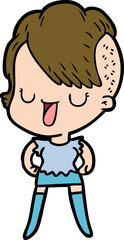 cute cartoon girl with hipster haircut