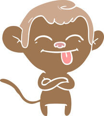 funny flat color style cartoon monkey