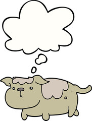 cartoon dog with thought bubble