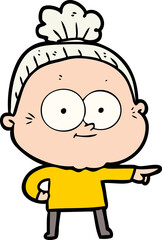 cartoon happy old woman