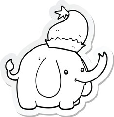 sticker of a cute cartoon christmas elephant