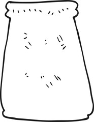 freehand drawing of a black and white cartoon paper bag