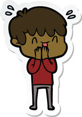 sticker of a cartoon laughing boy