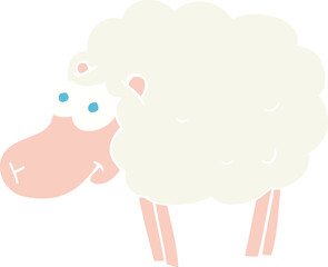funny flat color illustration of sheep
