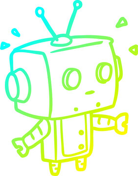 outlined robot with antenna and arms clip art preview