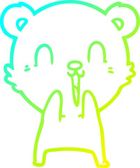 cold gradient line drawing of a happy cartoon polar bear