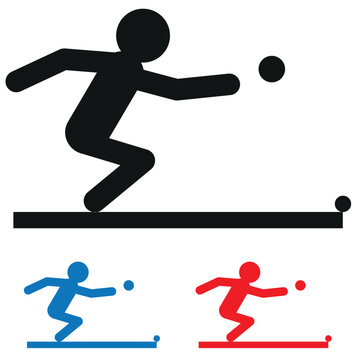 Petanque and boule logo icon pictogram with a boule player, different colour options