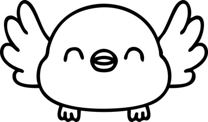 line doodle of a cute baby bird