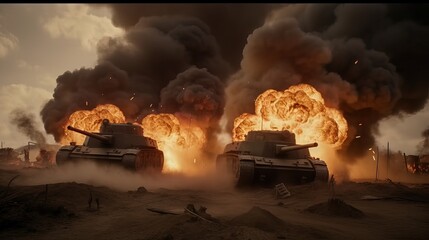 Two Tanks Face Off, One Fires Grenade in World War Generative AI	