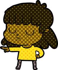 cartoon indifferent woman;pointing