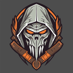Skull warrior hoodie, vector illustration, isolated on dark background