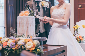 bride and groom wedding cake knife