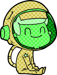happy cartoon astronaut